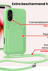NoXx NoXx iPhone 17 Hoesje Pashouder met Koord Met Screenprotector - Groen