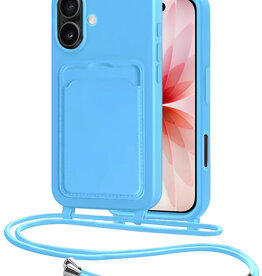 NoXx NoXx iPhone 17 Hoesje Pashouder met Koord - Lichtblauw