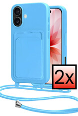 NoXx NoXx iPhone 17 Hoesje Pashouder met Koord - Lichtblauw - 2 PACK