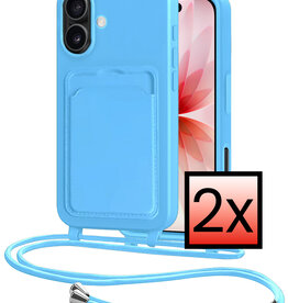 NoXx NoXx iPhone 17 Hoesje Pashouder met Koord - Lichtblauw - 2 PACK