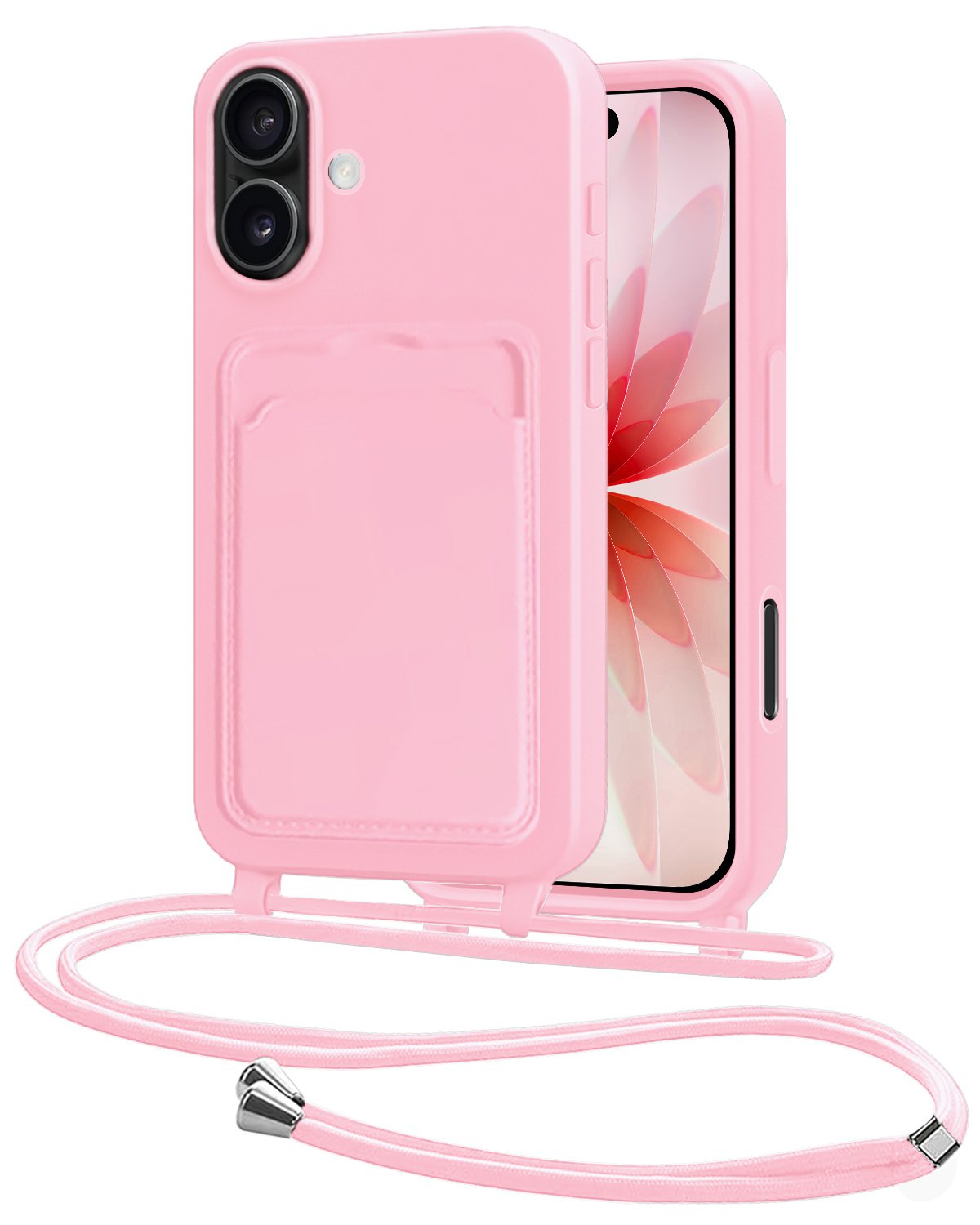 NoXx NoXx iPhone 17 Hoesje Pashouder met Koord - Lichtroze