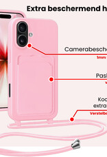 NoXx NoXx iPhone 17 Hoesje Pashouder met Koord - Lichtroze