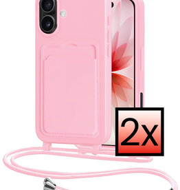 NoXx NoXx iPhone 17 Hoesje Pashouder met Koord - Lichtroze - 2 PACK