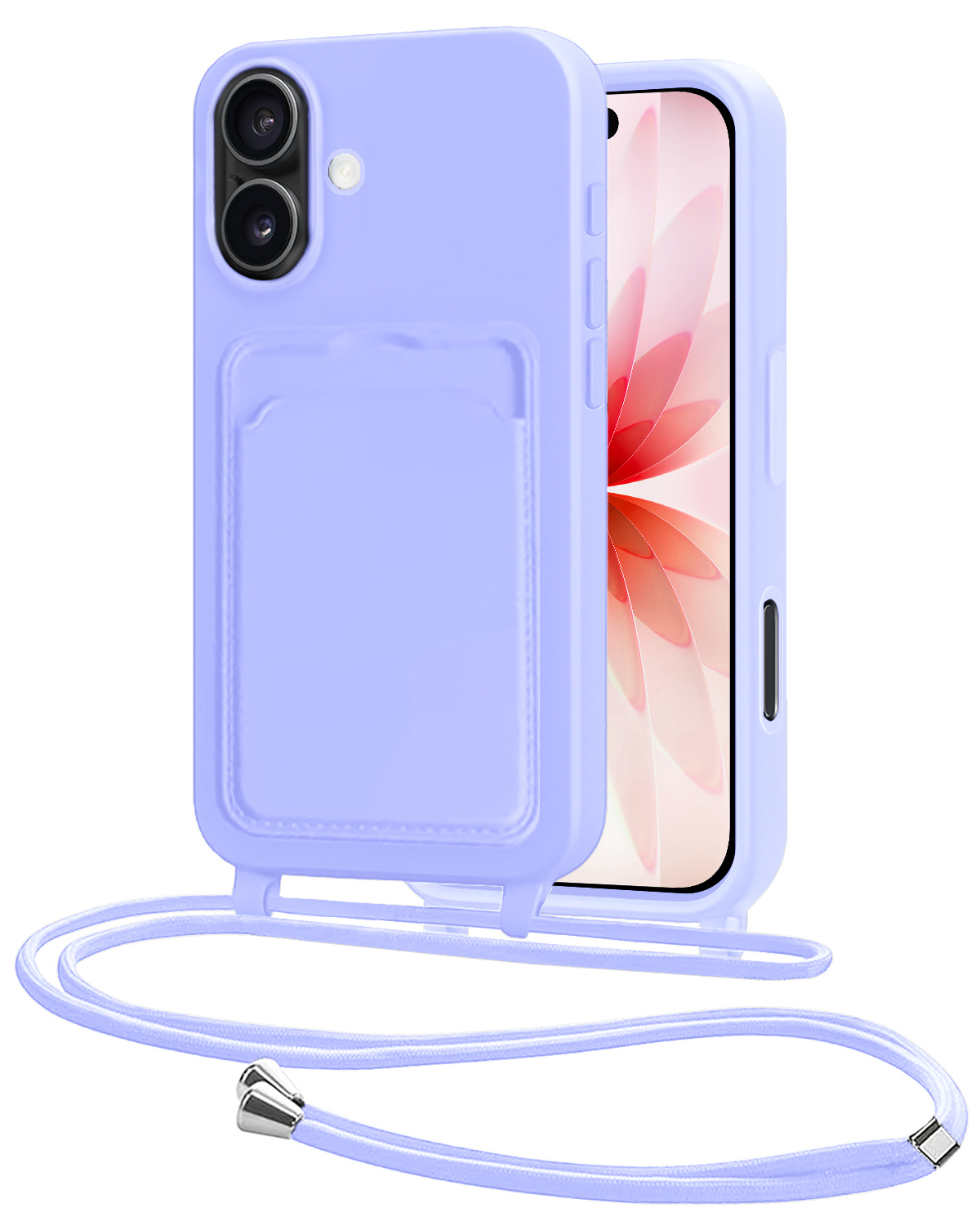 NoXx NoXx iPhone 17 Hoesje Pashouder met Koord - Lila