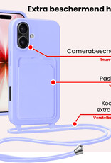 NoXx NoXx iPhone 17 Hoesje Pashouder met Koord - Lila