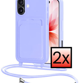 NoXx NoXx iPhone 17 Hoesje Pashouder met Koord - Lila - 2 PACK