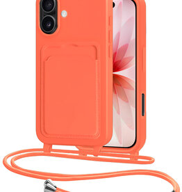 NoXx NoXx iPhone 17 Hoesje Pashouder met Koord - Papaya