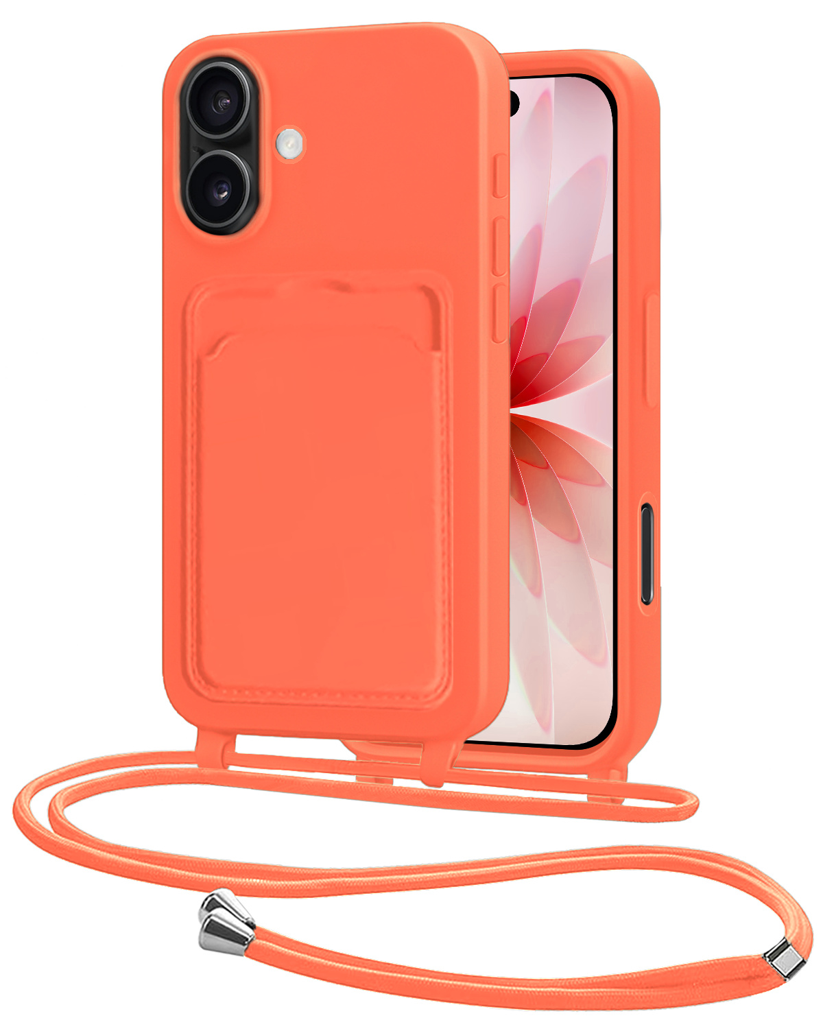 NoXx NoXx iPhone 17 Hoesje Pashouder met Koord - Papaya