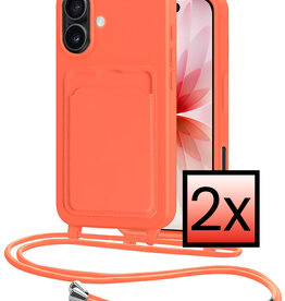 NoXx NoXx iPhone 17 Hoesje Pashouder met Koord - Papaya - 2 PACK