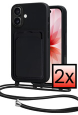 NoXx NoXx iPhone 17 Hoesje Pashouder met Koord - Zwart - 2 PACK