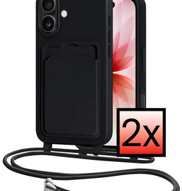 NoXx NoXx iPhone 17 Hoesje Pashouder met Koord - Zwart - 2 PACK
