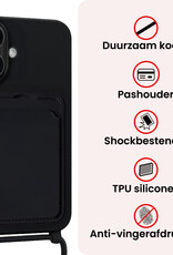 NoXx NoXx iPhone 17 Hoesje Pashouder met Koord - Zwart - 2 PACK