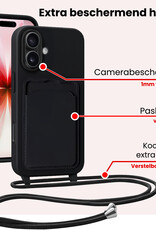 NoXx NoXx iPhone 17 Hoesje Pashouder met Koord - Zwart - 2 PACK