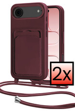 NoXx NoXx iPhone Air Hoesje Pashouder met Koord - Aubergine - 2 PACK