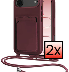 NoXx NoXx iPhone Air Hoesje Pashouder met Koord - Aubergine - 2 PACK