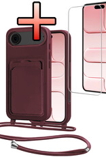NoXx NoXx iPhone Air Hoesje Pashouder met Koord Met Screenprotector - Aubergine
