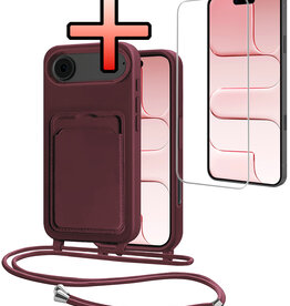 NoXx NoXx iPhone Air Hoesje Pashouder met Koord Met Screenprotector - Aubergine