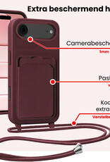 NoXx NoXx iPhone Air Hoesje Pashouder met Koord Met Screenprotector - Aubergine