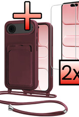 NoXx NoXx iPhone Air Hoesje Pashouder met Koord Met 2x Screenprotector - Aubergine