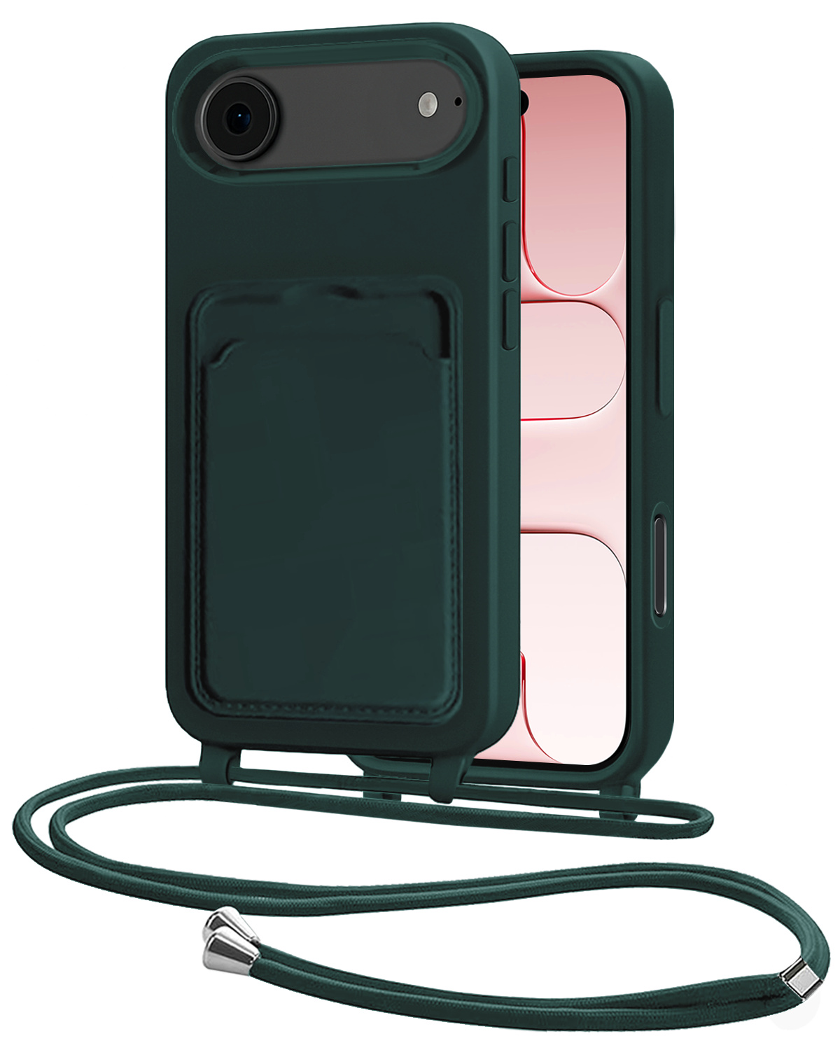 NoXx NoXx iPhone Air Hoesje Pashouder met Koord - Donkergroen