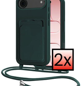 NoXx NoXx iPhone Air Hoesje Pashouder met Koord - Donkergroen - 2 PACK