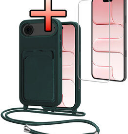 NoXx NoXx iPhone Air Hoesje Pashouder met Koord Met Screenprotector - Donkergroen