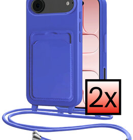 NoXx NoXx iPhone Air Hoesje Pashouder met Koord - Fel Blauw - 2 PACK