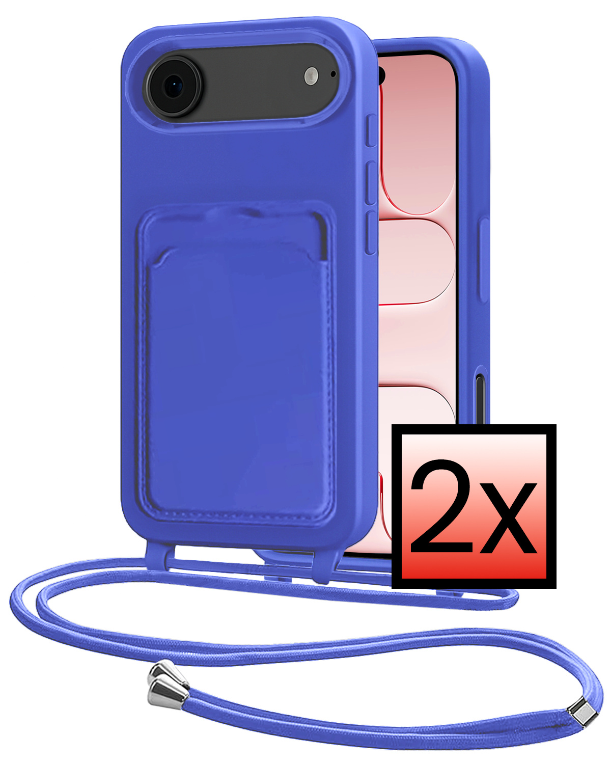 NoXx NoXx iPhone Air Hoesje Pashouder met Koord - Fel Blauw - 2 PACK