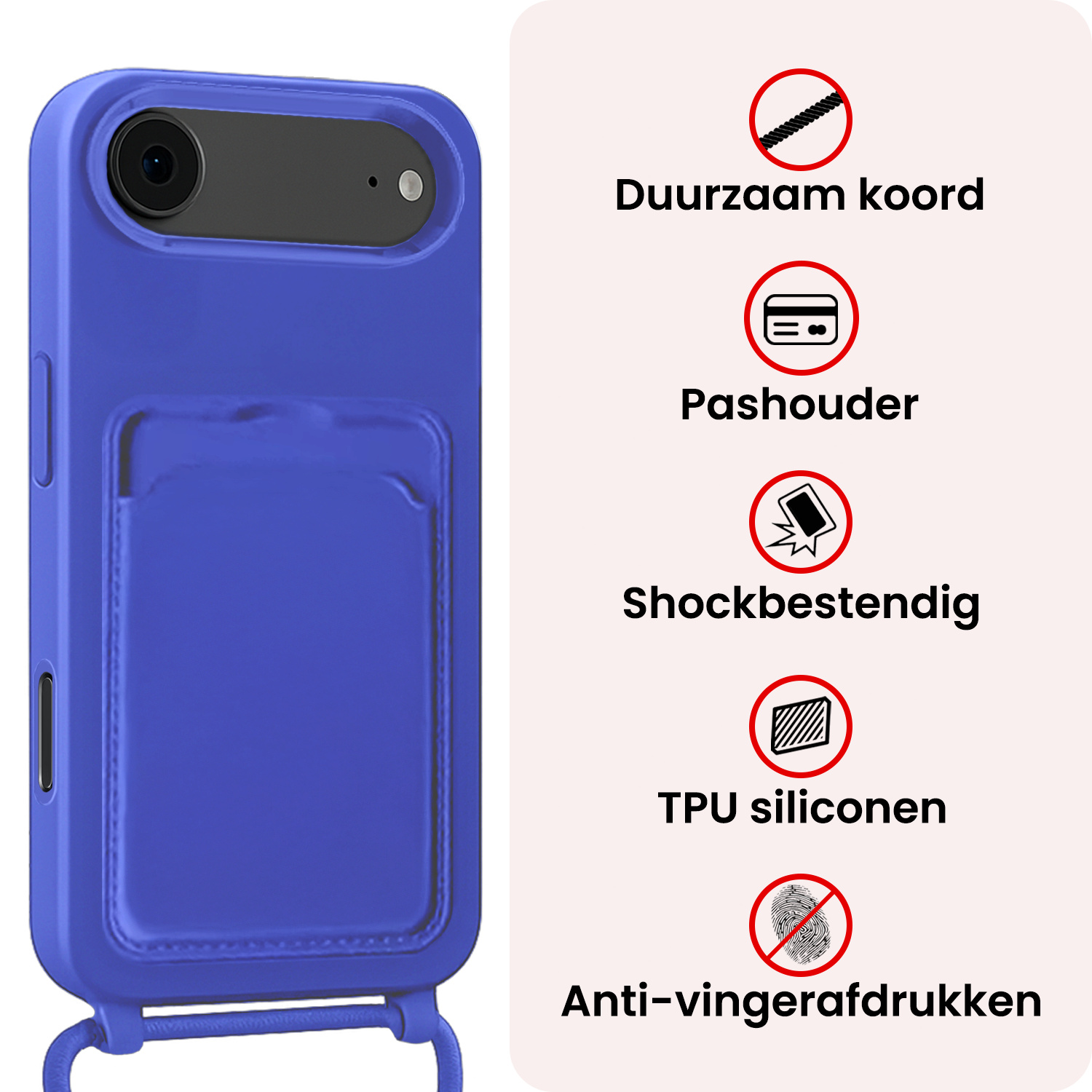 NoXx NoXx iPhone Air Hoesje Pashouder met Koord - Fel Blauw - 2 PACK