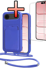 NoXx NoXx iPhone Air Hoesje Pashouder met Koord Met Screenprotector - Fel Blauw