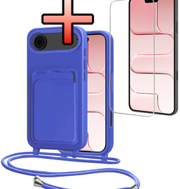 NoXx NoXx iPhone Air Hoesje Pashouder met Koord Met Screenprotector - Fel Blauw