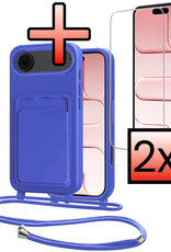 NoXx NoXx iPhone Air Hoesje Pashouder met Koord Met 2x Screenprotector - Fel Blauw