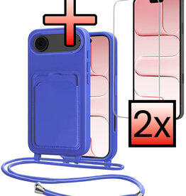 NoXx NoXx iPhone Air Hoesje Pashouder met Koord Met 2x Screenprotector - Fel Blauw