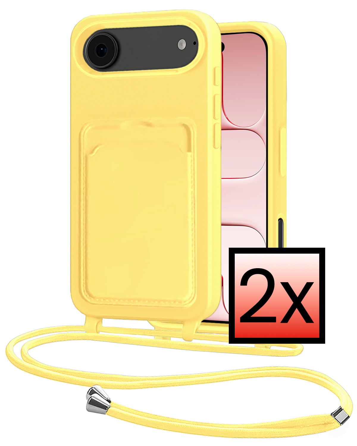 NoXx NoXx iPhone Air Hoesje Pashouder met Koord - Geel - 2 PACK
