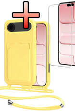 NoXx NoXx iPhone Air Hoesje Pashouder met Koord Met Screenprotector - Geel