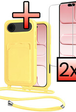 NoXx NoXx iPhone Air Hoesje Pashouder met Koord Met 2x Screenprotector - Geel