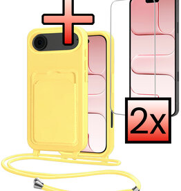 NoXx NoXx iPhone Air Hoesje Pashouder met Koord Met 2x Screenprotector - Geel