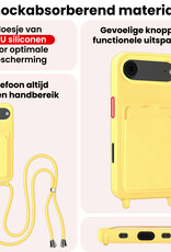 NoXx NoXx iPhone Air Hoesje Pashouder met Koord Met 2x Screenprotector - Geel
