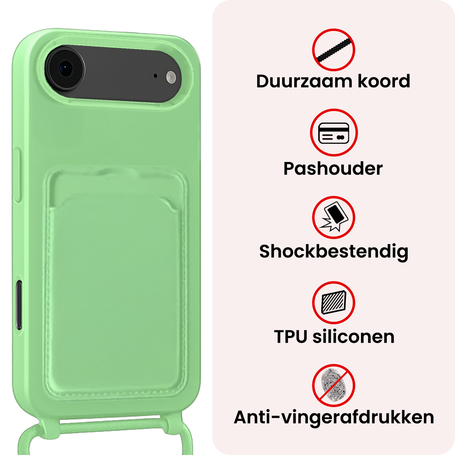 NoXx NoXx iPhone Air Hoesje Pashouder met Koord - Groen