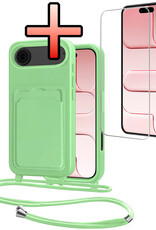 NoXx NoXx iPhone Air Hoesje Pashouder met Koord Met Screenprotector - Groen
