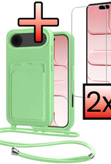NoXx NoXx iPhone Air Hoesje Pashouder met Koord Met 2x Screenprotector - Groen