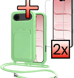NoXx NoXx iPhone Air Hoesje Pashouder met Koord Met 2x Screenprotector - Groen