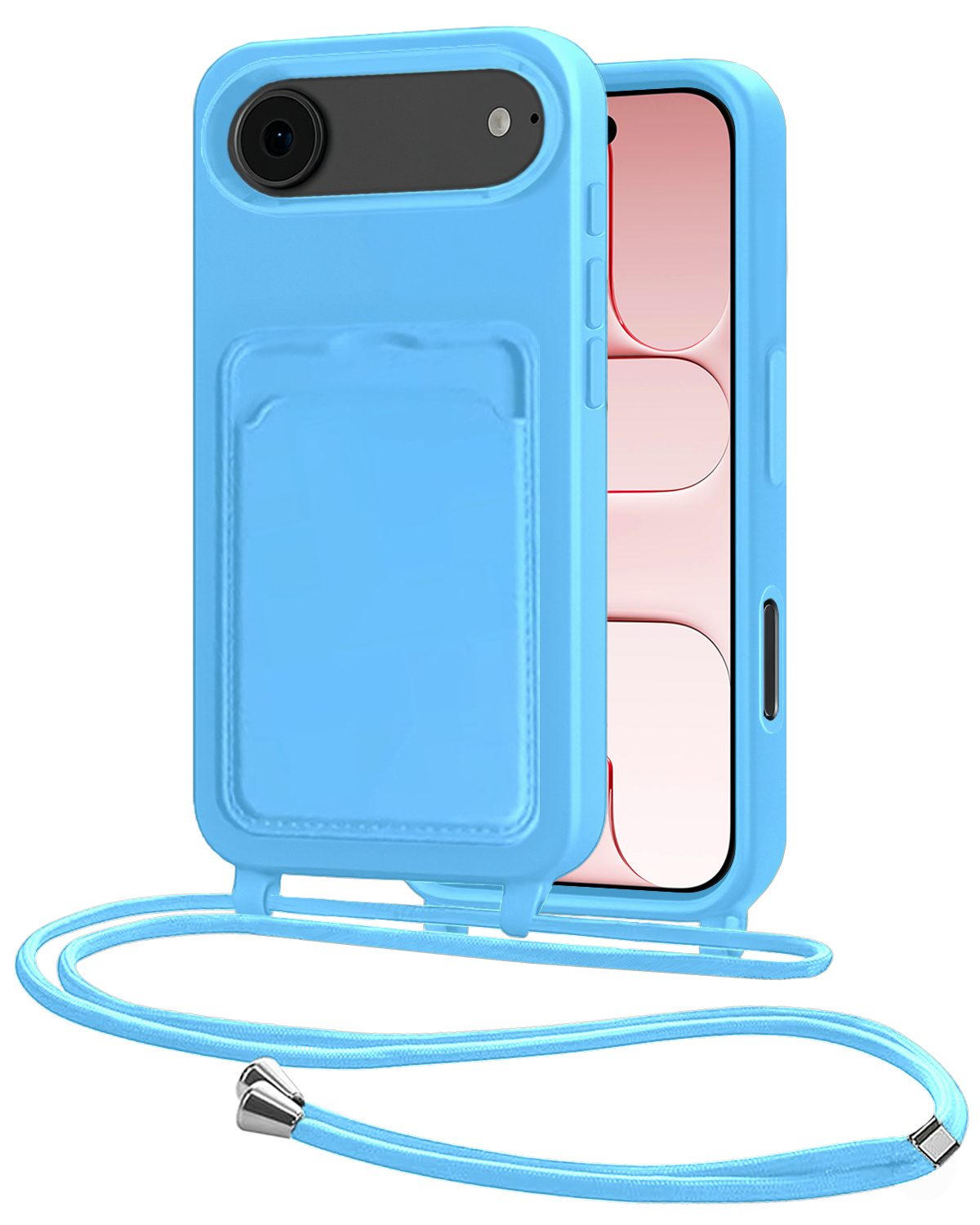 NoXx NoXx iPhone Air Hoesje Pashouder met Koord - Lichtblauw