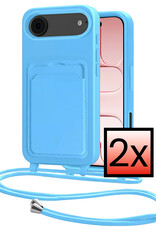NoXx NoXx iPhone Air Hoesje Pashouder met Koord - Lichtblauw - 2 PACK