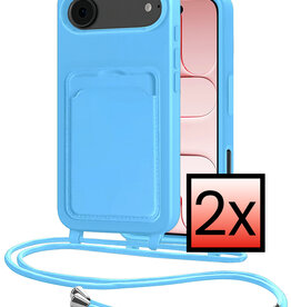 NoXx NoXx iPhone Air Hoesje Pashouder met Koord - Lichtblauw - 2 PACK