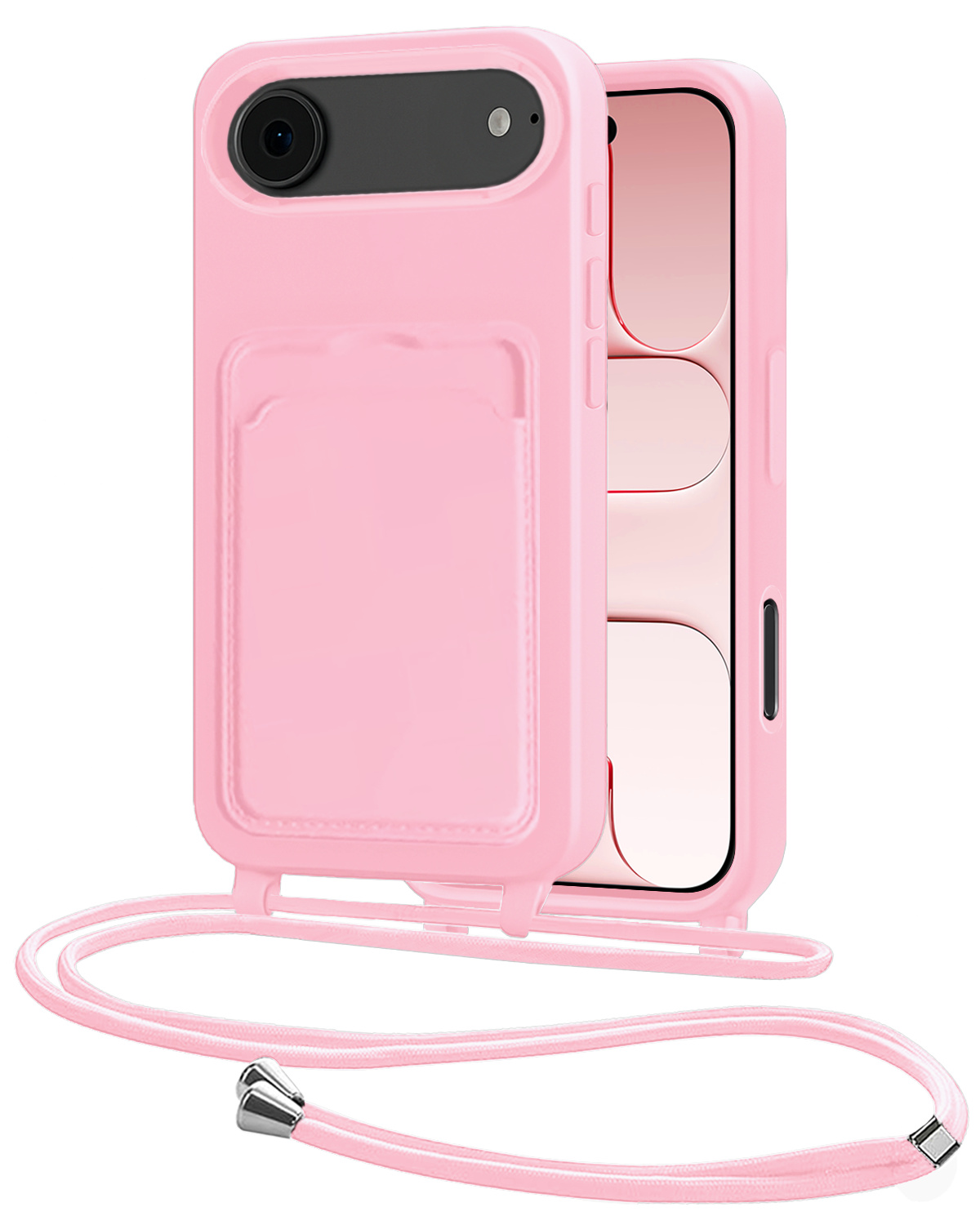 NoXx NoXx iPhone Air Hoesje Pashouder met Koord - Lichtroze