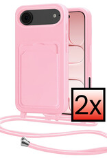 NoXx NoXx iPhone Air Hoesje Pashouder met Koord - Lichtroze - 2 PACK