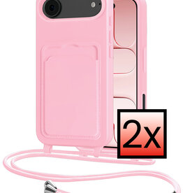 NoXx NoXx iPhone Air Hoesje Pashouder met Koord - Lichtroze - 2 PACK