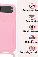 NoXx NoXx iPhone Air Hoesje Pashouder met Koord Met Screenprotector - Lichtroze