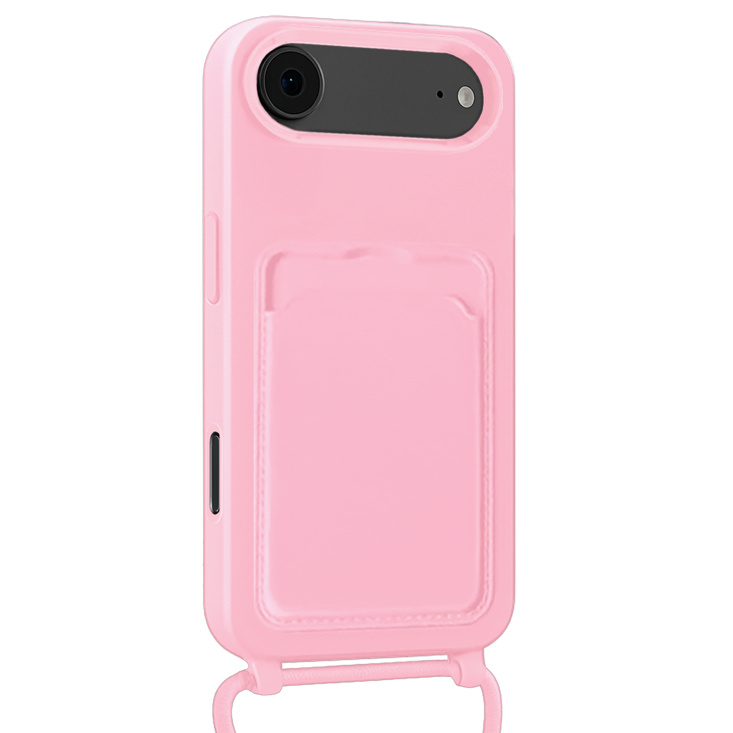 NoXx NoXx iPhone Air Hoesje Pashouder met Koord Met 2x Screenprotector - Lichtroze